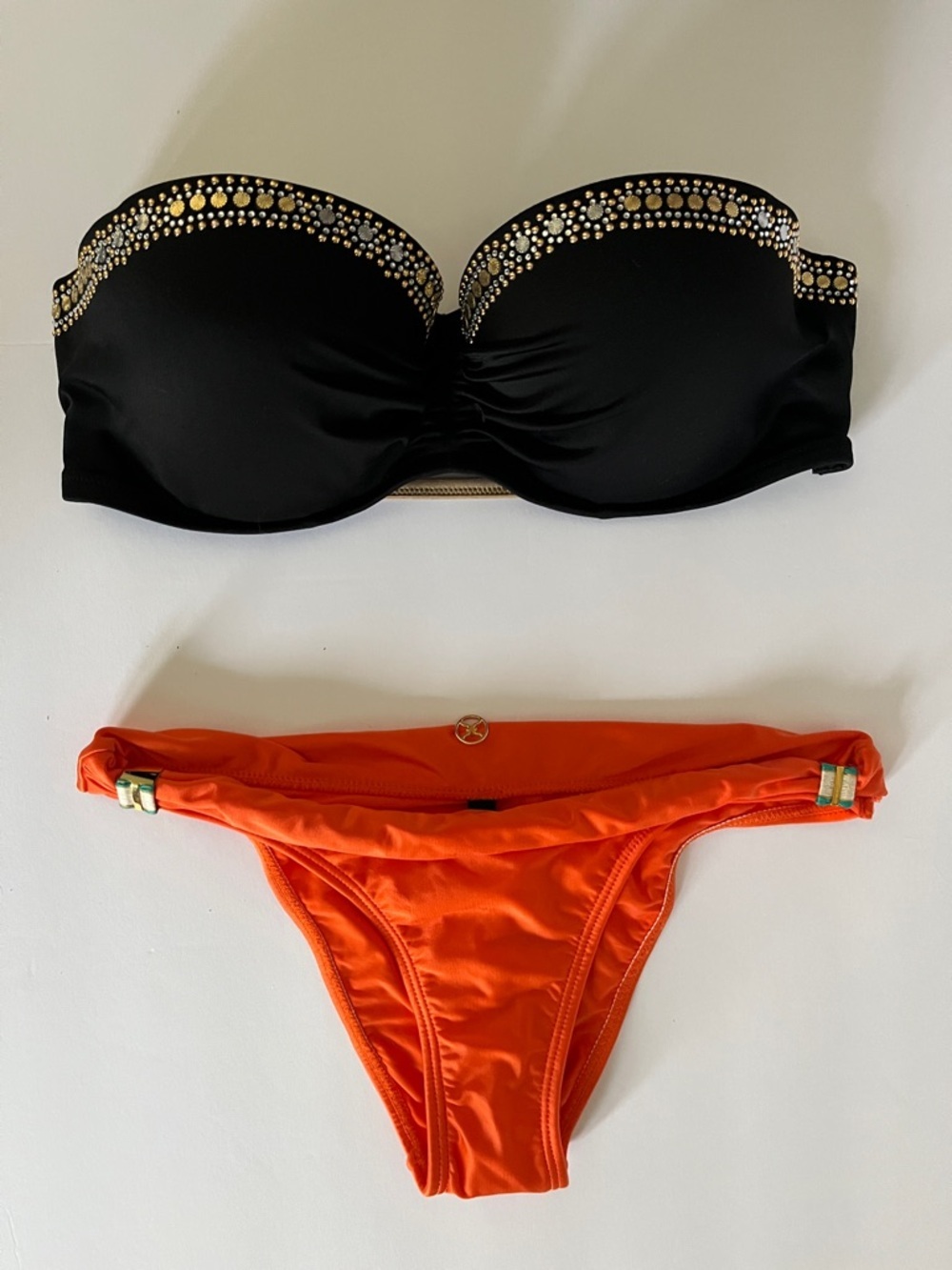 Victoria’s Secret Strapless Bandeau Bikini Top 34D/ViX Paula Hermann Bottoms XS